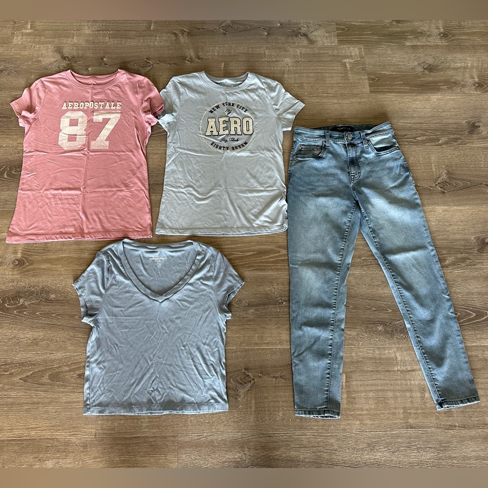 Aeropostale High Rise Jeggings & Tees Set Size 6 Short & L/XL New without Tags